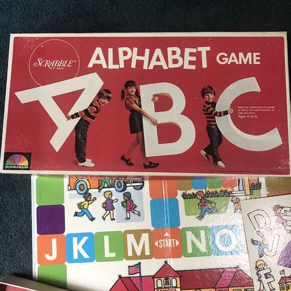 Scrabble Alphabet ABC Board Game Selchow&Righter Vintage 1972 Missing 1 Pawn - Picture 1 of 4